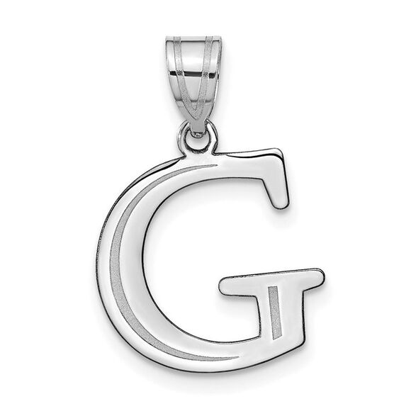 Kazi Luxury 14k White Gold Polished Etched Letter G Initial Pendant